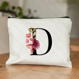 26 Letters Flower Makeup Bag Printed Bridesmaid Wedding Gift Graduation Teacher's Day Gift Storage Bag Travel Perfume Side Bag