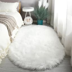 VIKAMA Light Luxury Plush Elliptical Carpet Bedside Soft Foot Mat Living Room Drifting Window Anti slip Decorative Floor Mat