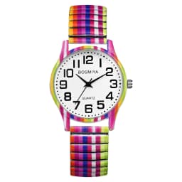 LANCARDO Men's and Women's High Definition Easy to Read Elastic Watch Arabic Digital Scale Printing Decorative Telescopic Strap
