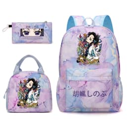 Kochou Shinobu Print School Backpack Set with Lunch Bag Pencil Case for Girls Kids Student Bookbag