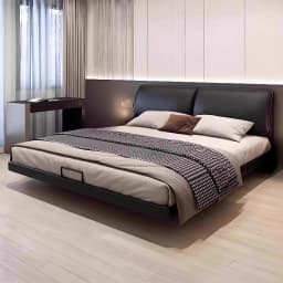 Modern Levitation Genuine Leather With Lamp Double Bed 2 People Full Size Bed Frame 150x200 180x200 Cm Beds Bedroom Furniture