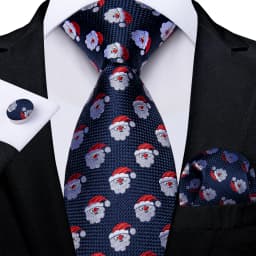 Blue Green Christmas Men tie Set with Handkerchief Cufflinks Wedding Prom Groom Accessories Perfect Gift for Men