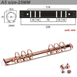 Metal Spiral Rings Binder Clip With 2 Pairs of Screw For Diary Notebook Planner A5 Binder Clip File Folder