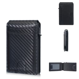 New RFID Men Card Wallets High Quality Carbon Fiber Magnetic Card Bag Photo Holder Male Pop-up Card Clips