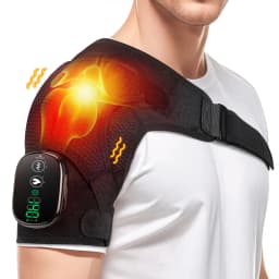Cordless Shoulder Heating Pad, Shoulder Massager for Pain Relief Deep Tissue, Heated Shoulder Wrap with Heat and Massage for Men Women, Rotator Cuff Pain Heating Pad, Grey