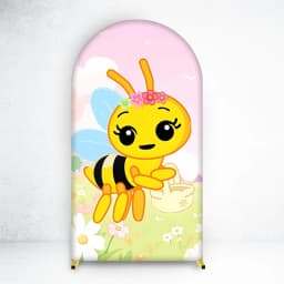 Mocsicka Cute Bee Birthday Party Arch Cover Backdrop Cartoon Honeybee Floral Honeycomb Rainbow Background Baby Show Photo Studio
