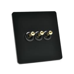 86 Type Retro Switch 1-4 Gang 2 Way Wall Light Brass Lever Toggle Switch Black Matte Stainless Steel Panel EU FR Power Outlet