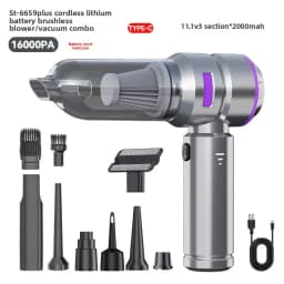 Strong Suction Car Vacuum Cleaner Brushless Motor Digital Display One-Click Detachable Dust Cup Portable Auto Household Duster