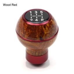 Gear Shift Knob 5 Speed Universal Car Manual Lever Stick Shifter Head Ball Wood Red Color / Red Carbon Fiber Style Aluminum Auto