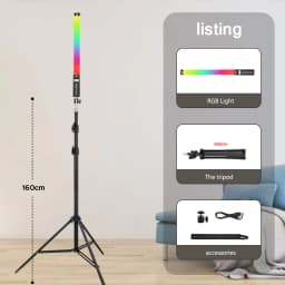50cm 20" RGB Handheld LED Video Light Wand Stick Photography Light With Built-in Rechargable Battery 79" Tripod Remote Control