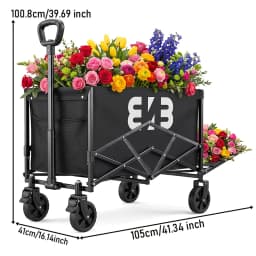 Heavy-duty all-terrain folding cart; foldable, multi-purpose cart suitable for camping, gardening, the beach, and shopping; features a gardening tool rack; sturdy handle design; durable wheels