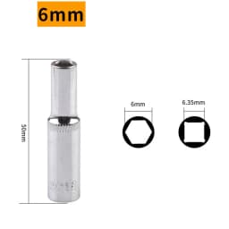 1Pc 1/4'' Hex Socket Adapter 4~14mm Deep Ratchet Wrench Head 50/25mm Length Impact Driver Hand Tools Car Repairing Accessories