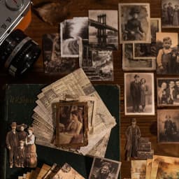 50-Piece Retro Days Theme Sticker Pack - Nostalgic Photo Style Journal Supplies, Aged Background Collage Paper, Diary Decoration