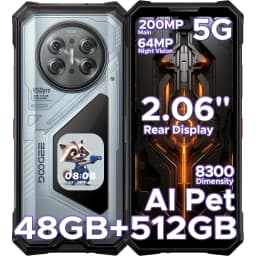 DOOGEE V50 Pro 5G AI Rugged Phone 6.78" Dimensity 8300 52GB RAM(16+36) 1TB ROM with 2.06" AMOLED Multi-function Rear Display 200MP Camera 64MP Night Vision Camera Android 16 Supports Walkie Talkie