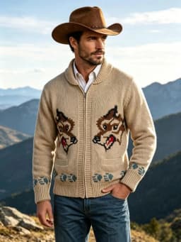 Men's Fox Plaid Knitted Sweater Blazer for Spring 2026 - Thick Knit with Zipper Closure Loose and Comfortable Style