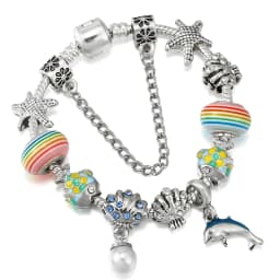 2024 Trendy Silver Cokor Love Key Charm Bracelet With Murano Glass Beads Bracelets For Women Wife Jewelry Pulseras Dropshipping