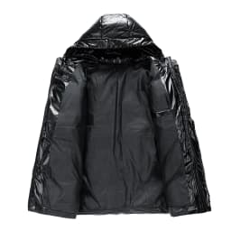 Men Parkas Thicken Warm Coat Men's Solid Color Parkas Coat Men's Fashion New Streetwear Winter Jacket Mens Glossy Black Jackets