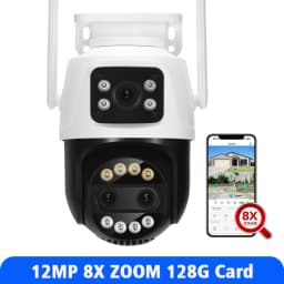 8MP 4K Wifi Camera PTZ Dual Screen AI Human Detection Auto Tracking Outdoor ONVIF CCTV Security Surveillance Camera ICSee