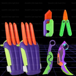 New 3D Mini Butterfly Knife Printing Gravity Knife Cub Jumping Small Radish Knife Mini Model Pendant Push Card Decompression Toy