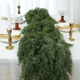 180cm Artificial Cedar Garlands, Real Touch Winter Cedar Pine Garland, Green Artificial Greenery Garland for Table, Mantle, Wall