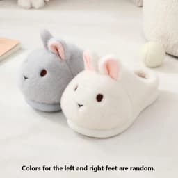 ZUOFU Cute Bunny Rabbit Fluffy Plush Slippers For Women Men Autumn Winter Non-Slip EVA Sole Indoor Warm Home Slippers