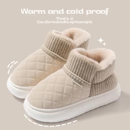 Winter Warm Snow Boots Unisex Thick Platform 4.0CM Quilted Plush Lined Non-Slip Indoor Outdoor Casual Cotton Shoes