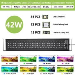 75-90CM Fish Tank Full Spectrum With Remote Control LED Light Aquarium DIY Weather Mode Plant Grow Light IP68 110V-240V