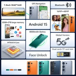 K-Touch Mobile Phones C26 Ultra Android 15 Smartphone 7.3 Inch Cell Phone 8000mAh Face Unlock 5G Dual SIM 16+48MP Camera Global Version Cellphones For Men Women