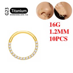 10PCS G23 Titanium Lip Hinged Earrings Hoop Round Tragus Cartilage Helix Segment Ear Nose Ring Body Piercing Jewelry