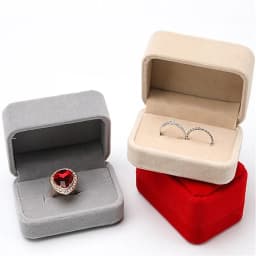 Velvet Ring Box Couple Double Ring Earrings Display Holder Case Proposal Engagement Wedding Marriage Anniversary Jewelry Packing