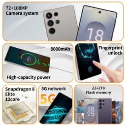 2025 Original phone S27 ultra 7.3 inch HD 4K Android 15 22GB+2TB 8000mAh Battery 4G 5G Dual Sim Card WiFi GPS Google