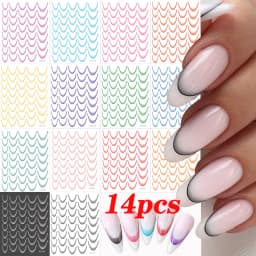 6pcs/set High Gloss Reflective Nail Sticker Gold Silver Aurora Wave Lines 3D Self-Adhesive Nail Art Decal Design Manicure Tool