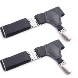 2pcs Men's Black Sock Garters Belt Adjustable Elastic Sock Suspenders Braces Holders Non-slip Duck-Mouth Clips Hold Up