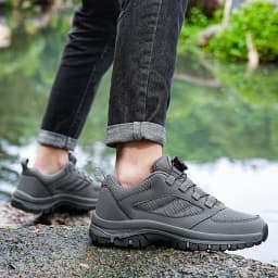 Men'S Large 39-48 Spring And Autumn Outdoor Sports Lace Rotating Buckle Comfortable Anti Slip Wear Resistant Hiking Shoes