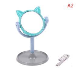 1Set 1:12 Dollhouse Mini Vanity Cosmetic Case Lipstick Perfume Air Cushion Mirror With Holder Furniture Decor Play House Toys
