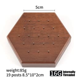 Hexagon Black Walnut Solid Wood Display Stand for 16G 14G Piercing Jewelry Modern Display Holder with 19 Holes