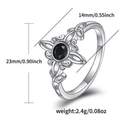 925 Silver Plating Witches Knot Rings for Women Obsidian Celtic Trinity Knot Ring Pagan Wicca Cross Jewelry New Year Gift