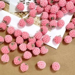 6/12/30/50pcs 3D Flocked Pink Raspberry Charms Fluffy Cute Fruit Resin Pendant for Earring Bracelet Keychain DIY Jewelry Making