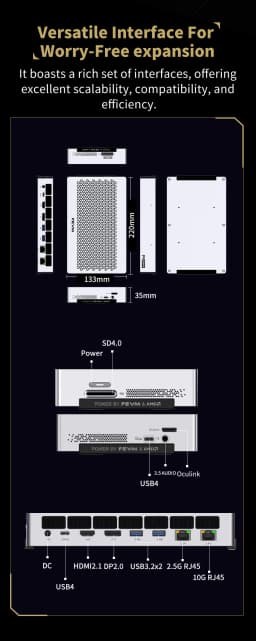 FEVM FAEX1 AMD Ryzen Al Max+ 395 MINI PC Radeon 8060S LPDDR5X 128GB 3*M.2 SSD WIIF7 BT5.4 10G Lan 2*USB4 Oculink Gaming Computer