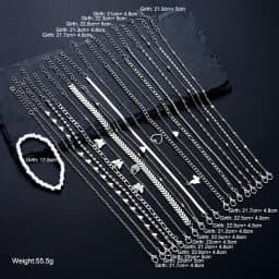 19Pcs/Set New Design Silver Color Anklet Sets for Women Fashion Pearl Butterfly Heart Crystal Foot Chain Versatile Daily Jewelry
