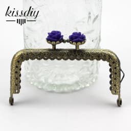 KISSDIY 10pcs 8.5CM Rose Head Pattern Purse Frame Antique Bronze Square Shape Bag Kiss Clasp Lace Metal DIY Bag Accessories