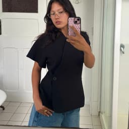 Elegant Women's Short Sleeve Blazer Coat One Button V Neck Short Sleeve Waist Cinching Jacket 2026 Spring Summer Daily Outwears