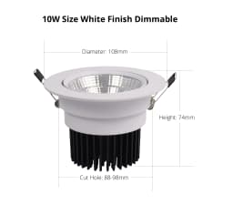 COB LED Downlight Spot Light 3W 5W 7W 10W Dimmable 220V Black Silver White Finish