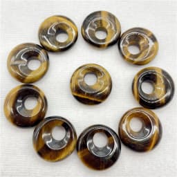 18mm Natural Gem Stone Quartz Crystal Amethyst Donut Charm Beads Pendant For Diy Jewelry Making Necklace Accessories 10pcs