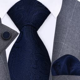 GUSLESON 8cm Blue Black Pink Men Ties Pocket Square Cufflinks Set Paisley Silk Necktie Wedding Business Gift Tie Accessories