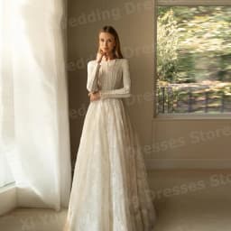 2025 Luxurious A Line Women's Wedding Dresses Charming Lace Appliques Robe De Mariage Bride Gowns Customized Long Sleeve Vestido