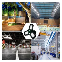LED Deformation Folding Lamp E27 Screw Three-Leaf Bulb 40W 60W 80W Celiing Light Wide Pressure AC 110V 220V Led Garage Light