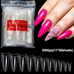 1Bag(600Pcs)Natural Stiletto Practice Nail Tips 10Size Half Cover Fake Acrylic Tip UV Gel Extension Press On Nails Manicure Tool