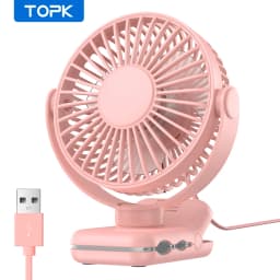 TOPK Mini Portable Clip on Fan,USB Desk Fan,3 Speeds Quiet Wind 720° Rotate Personal Electric Fan,Standing Fans for Room Home