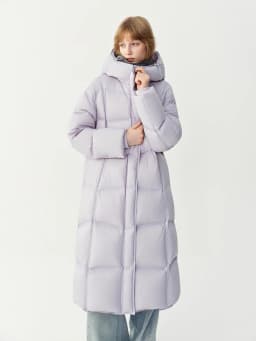 FSLE 2026 Winter Women Long Hooded Bread Puffer Downcoat Jacket Color Block Warm Quilted Down Coat Streetwear Thick Outdoor Coat